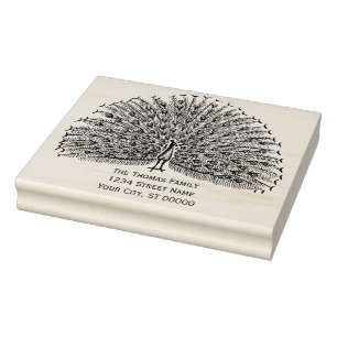 Tampons Encreurs Peacock montrant les plumes #2 Adresse de retour