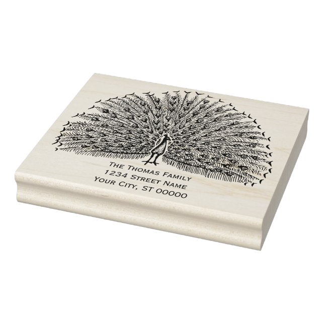 Tampons Encreurs Peacock montrant les plumes #2 Adresse de retour (Tampon)