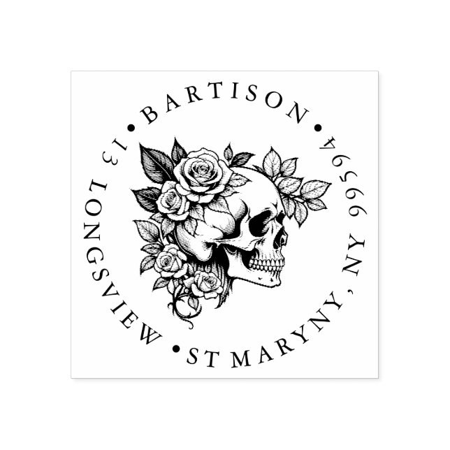 Tampons Encreurs Peau fleuri ADRESSE EN BOIS POMPIER EN CAOUTCHOUC (Impression)