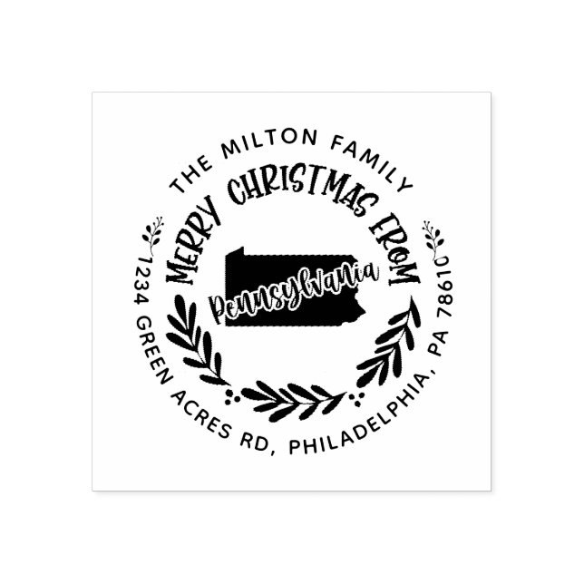 Tampons Encreurs pennsylvanie rustique joyeux noël adresse de retou (Impression)