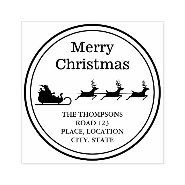 Tampons Encreurs Père Noël Sleigh Joyeux Noël Et Adresse Personnali (Impression)