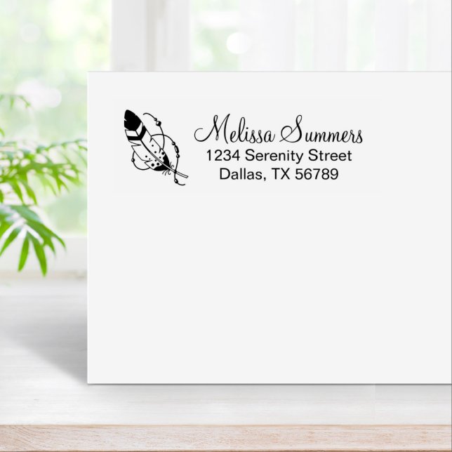 Tampons Encreurs Perles de plume Tribal Boho Amulet Adresse (Créateur téléchargé)