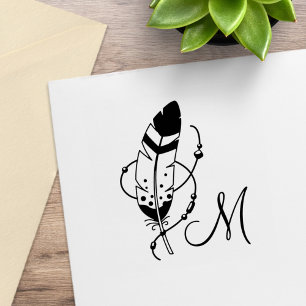 Tampons Encreurs Perles de plumes Tribal Boho Amulette Monogramme