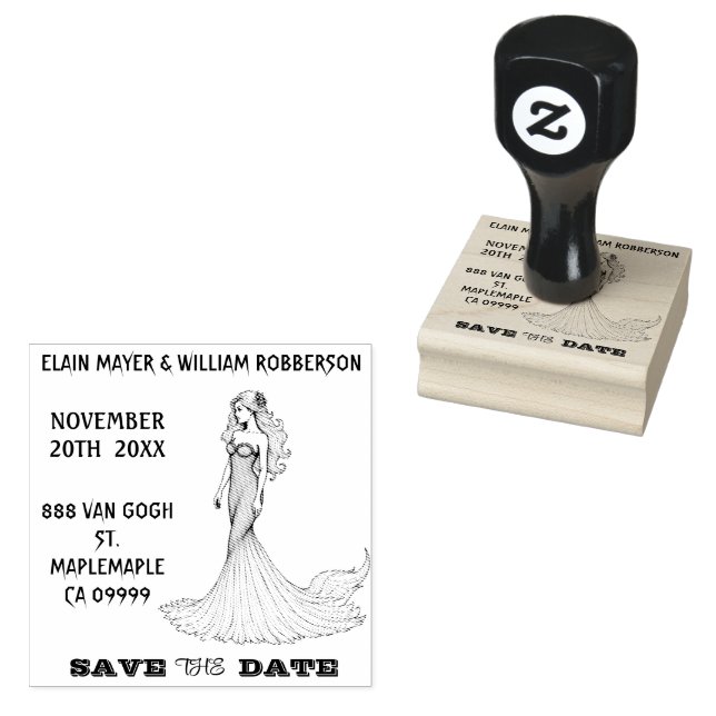 Tampons Encreurs Personalizable Lovely Mermaid Save the Date  (Tamponné)