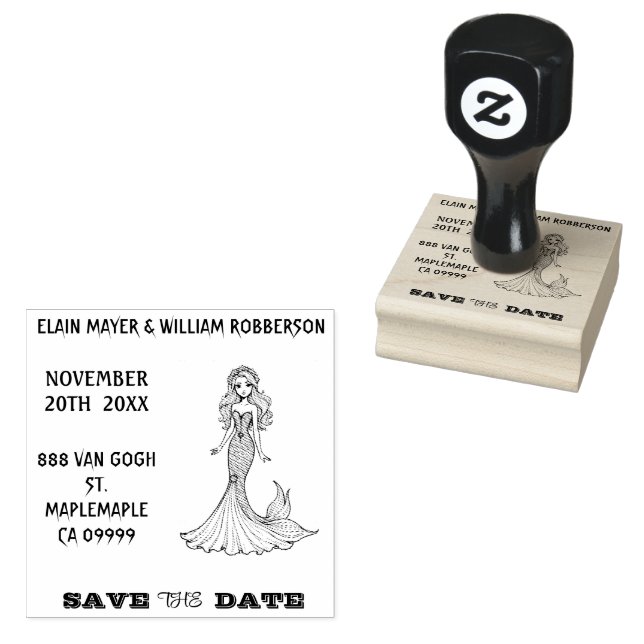 Tampons Encreurs Personalizable Lovely Mermaid Save the Date  (Tamponné)