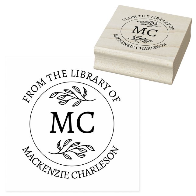 Tampons Encreurs Personalized From the Library of Monogram Book (From the Library of - personalized monogram initials with custom text and name book lovers stamp)