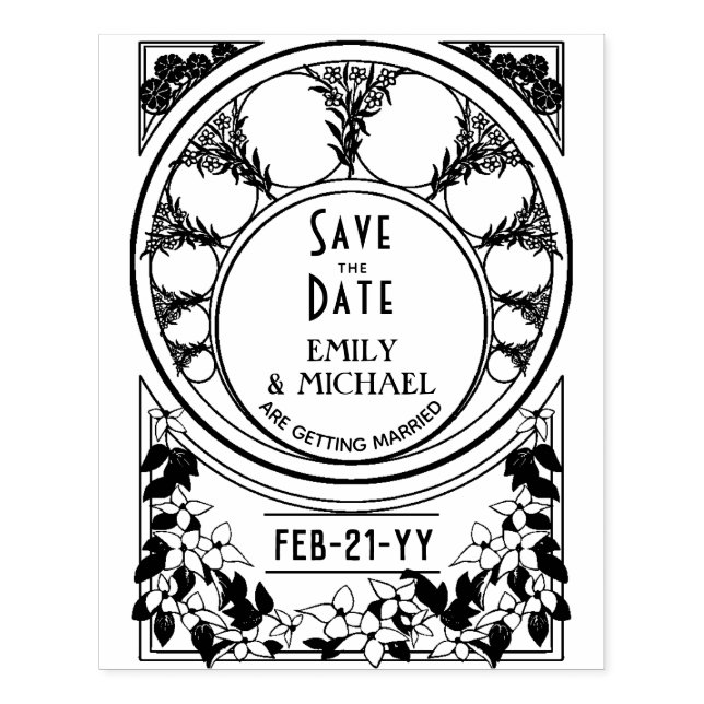 Tampons Encreurs Personnalisé Enregistrer la date ART DECO Ornament (Impression)