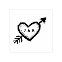Personnaliser Initiales Coeur avec Flèche Linocut 