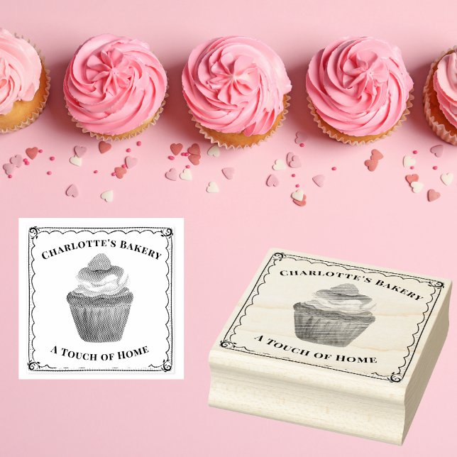 Tampons Encreurs Personnalisez Le Cupcake Aquarelle Avec Le Logo De (Créateur téléchargé)