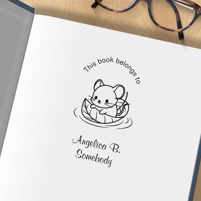 Tampons Encreurs Petite souris flottante sur une plaque feuille (Créateur téléchargé)