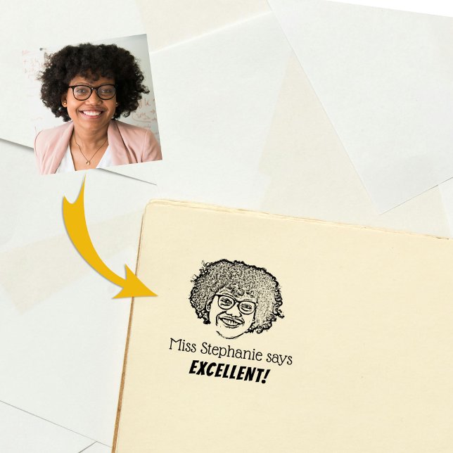 Tampons Encreurs Photo d'enseignant personnalisée et valorisation (Créateur téléchargé)