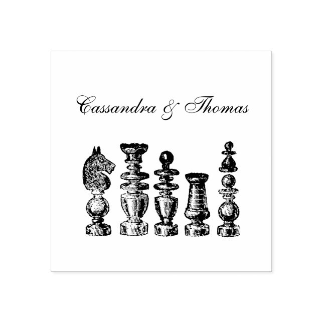 Tampons Encreurs Pièces de jeu d'échecs Art vintage (Impression)