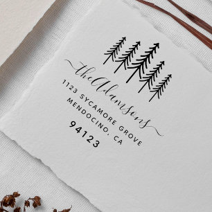 Tampons Encreurs Pine Trees & Script Nom de famille Adresse de reto