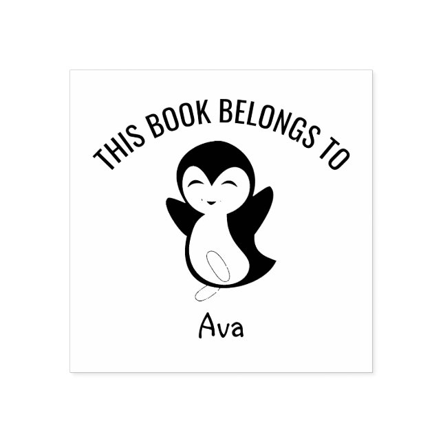 Tampons Encreurs Pingouin joyeux Ce livre appartient à Nom (Impression)