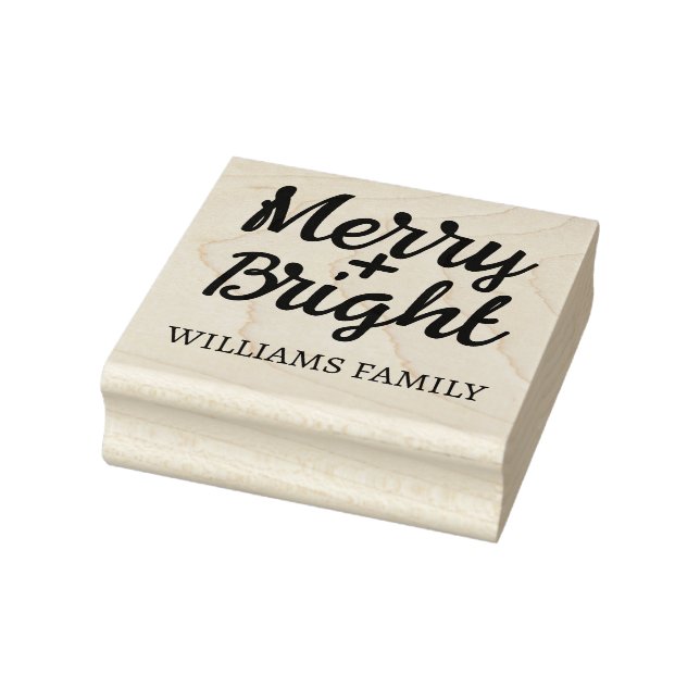 Tampons Encreurs Pink Christmas Merry Bright Family name (Tampon)