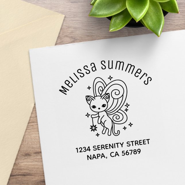 Tampons Encreurs Pixie Cat Fairy Wings Kitten Arch Address (Créateur téléchargé)