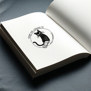 Tampons Encreurs Plaque de chat de bibliothèque ronde personnalisée