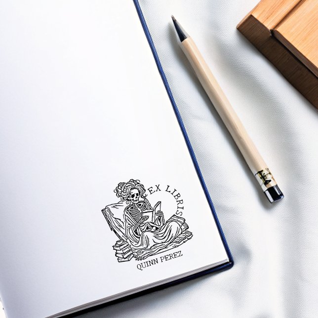 Tampons Encreurs Plaque de réservation Ex Libris Lady Skull personn (Créateur téléchargé)