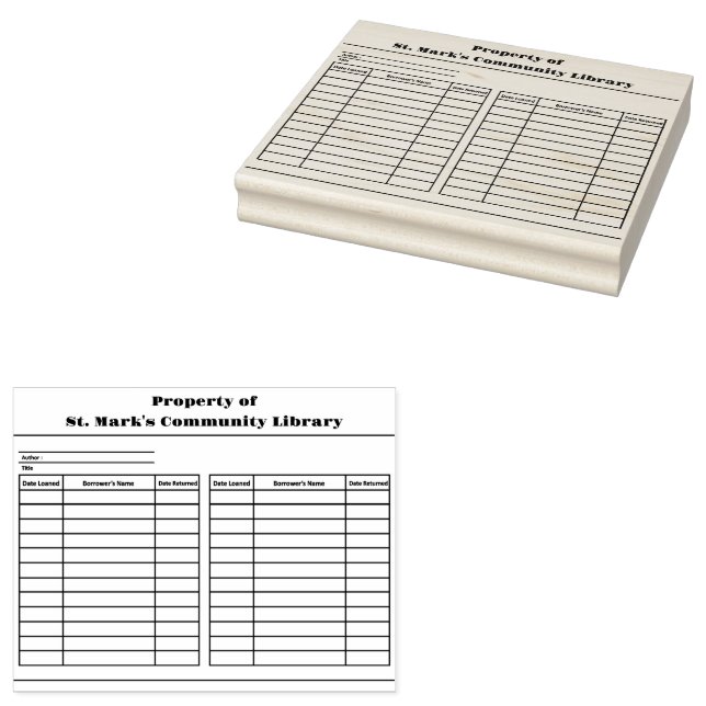 Tampons Encreurs Plaque d'enregistrement de l'emprunteur de bibliot (Tamponné)