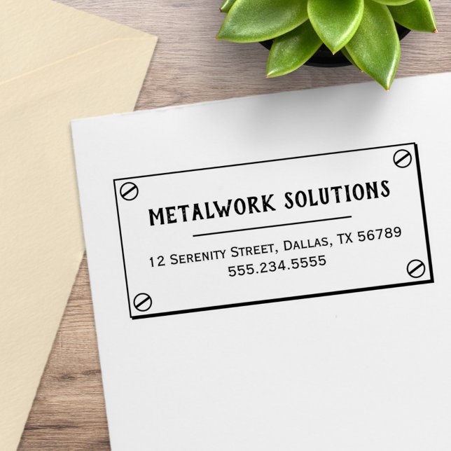 Tampons Encreurs Plaque métallique avec vis Adresse professionnelle (Créateur téléchargé)