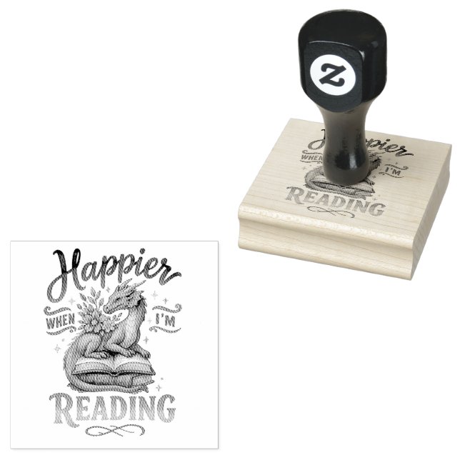 Tampons Encreurs Plus heureux quand je lis (Tamponné)