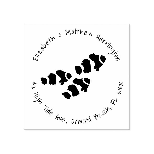 Tampons Encreurs Poisson clown nageant Texte d'adresse incurvé (Impression)