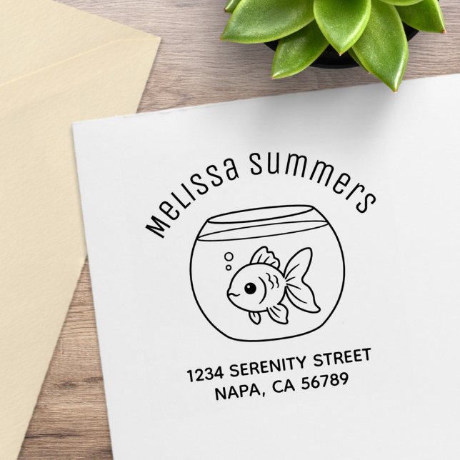 Tampons Encreurs Poisson rouge dans un bol à poissons Adresse Arch (Créateur téléchargé)