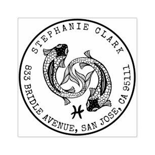 Tampons Encreurs Poissons zodiaques dessinés à la main Adresse d