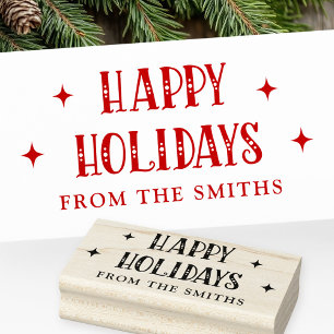 Tampons Encreurs Police festive Happy Holidays de nom