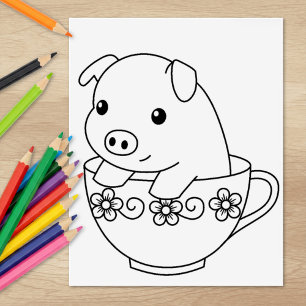 Tampons Encreurs Porte-cochon de porc mignon dans une page de color