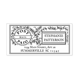 Tampons Encreurs Post-Paid Floral Postal Elegant Return Adresse