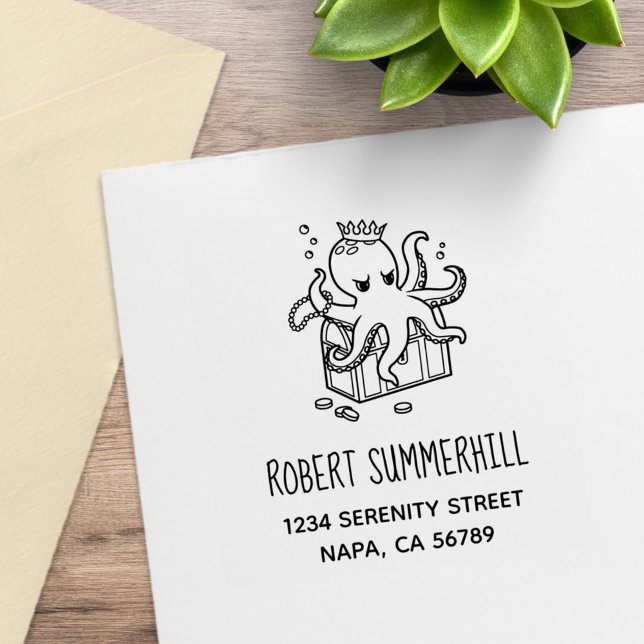 Tampons Encreurs Poulpe Redoutable Gardant l'Adresse du Coffre au T (Créateur téléchargé)