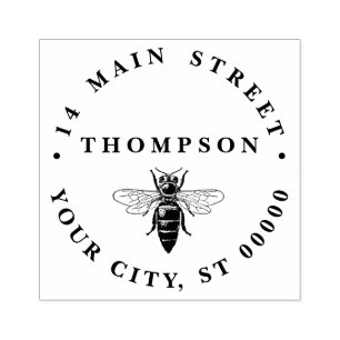 Tampons Encreurs Preppy Heraldic Vintage Bee #2 Nom Adresse
