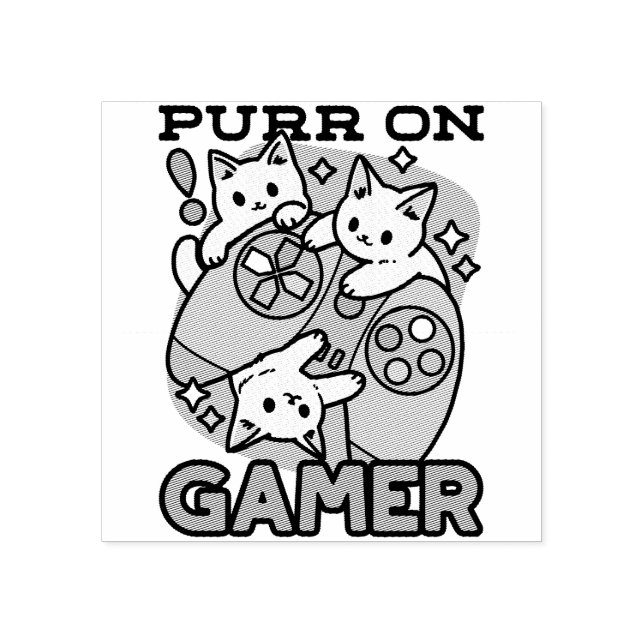 Tampons Encreurs Purr On Gamer - Conception De Jeu De Chat Cute (Impression)