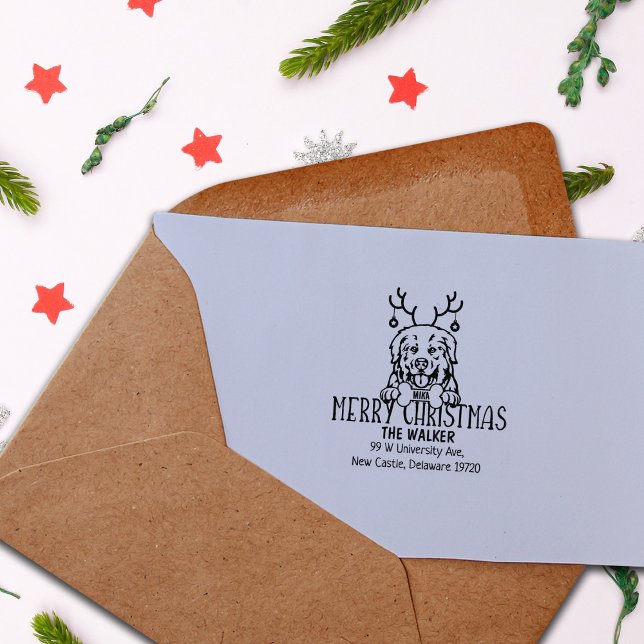 Tampons Encreurs Pyrénées Chien Noël Adresse de retour (Créateur téléchargé)