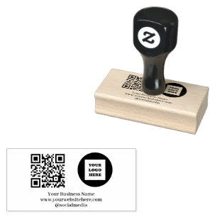 Tampons Encreurs QR Code Business Logo Professionnel Moderne Noir