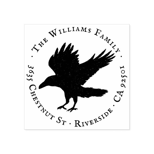 Tampons Encreurs Raven Bird Grunge Self-Inking Adresse de retour (Impression)