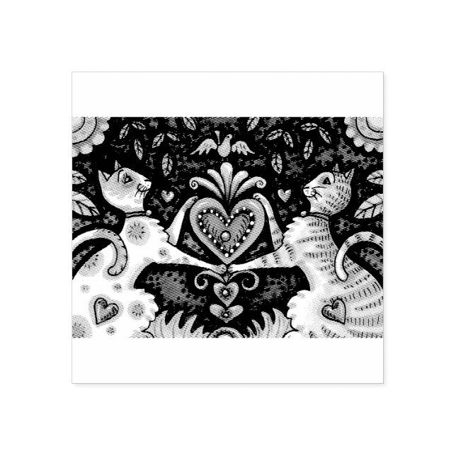 TAMPONS ENCREURS RÈGLE DE CHAUSSURES, FELINE VALENTINE COEUR CAOUTC (Impression)