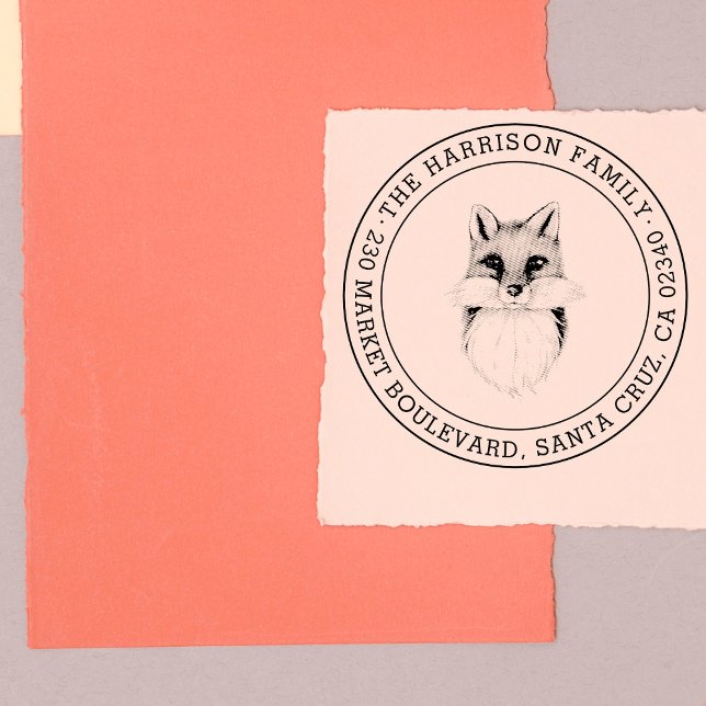 Tampons Encreurs Renard à main | Arrondi Nom de famille Adresse de  (Créateur téléchargé)