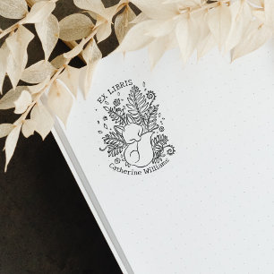 Tampons Encreurs Renard botanique mignon, Ex Libris de bibliothèque