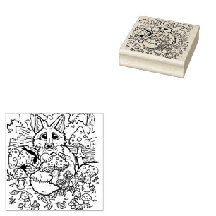 Tampons Encreurs Renard de bébé avec Timbre en caoutchouc de champi