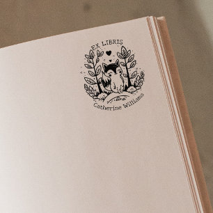 Tampons Encreurs Renard de forêt mignon, Ex Libris de bibliothèque