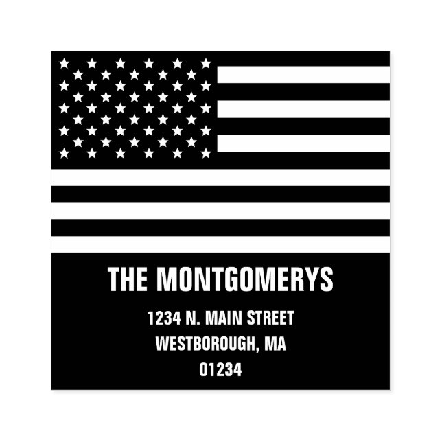 Tampons Encreurs Retourner l'adresse Patriotic American Flag Nom de (Impression)