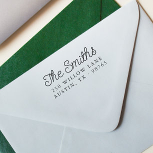 Tampons Encreurs Retro Script Calligraphie Famille Adresse de retou