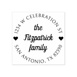 Tampons Encreurs Retro Script Nom de famille Ronde Adresse de retou