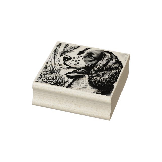 Tampons Encreurs Retro Welsh Springer espagnol Brown Art blanc (Tampon)