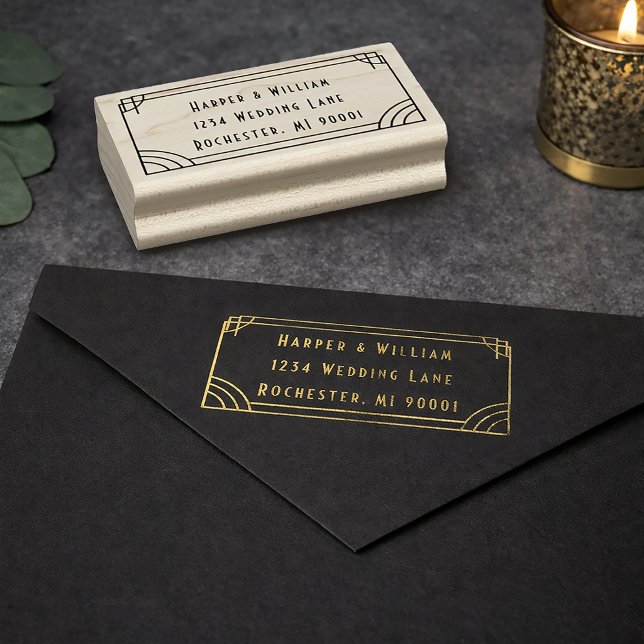 Tampons Encreurs Return address stamp (Art deco return address stamp displayed in gold ink.
)