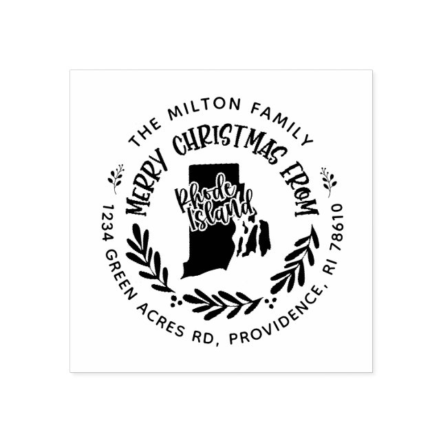 Tampons Encreurs rhode rustique île joyeux noël adresse de retour (Impression)