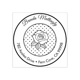 Tampons Encreurs Rond mignon floral d'adresse de retour de rose de