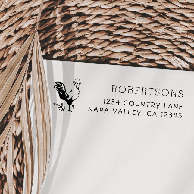 Tampons Encreurs Rooster rustique | Adresse de retour du nom de fam (Créateur téléchargé)